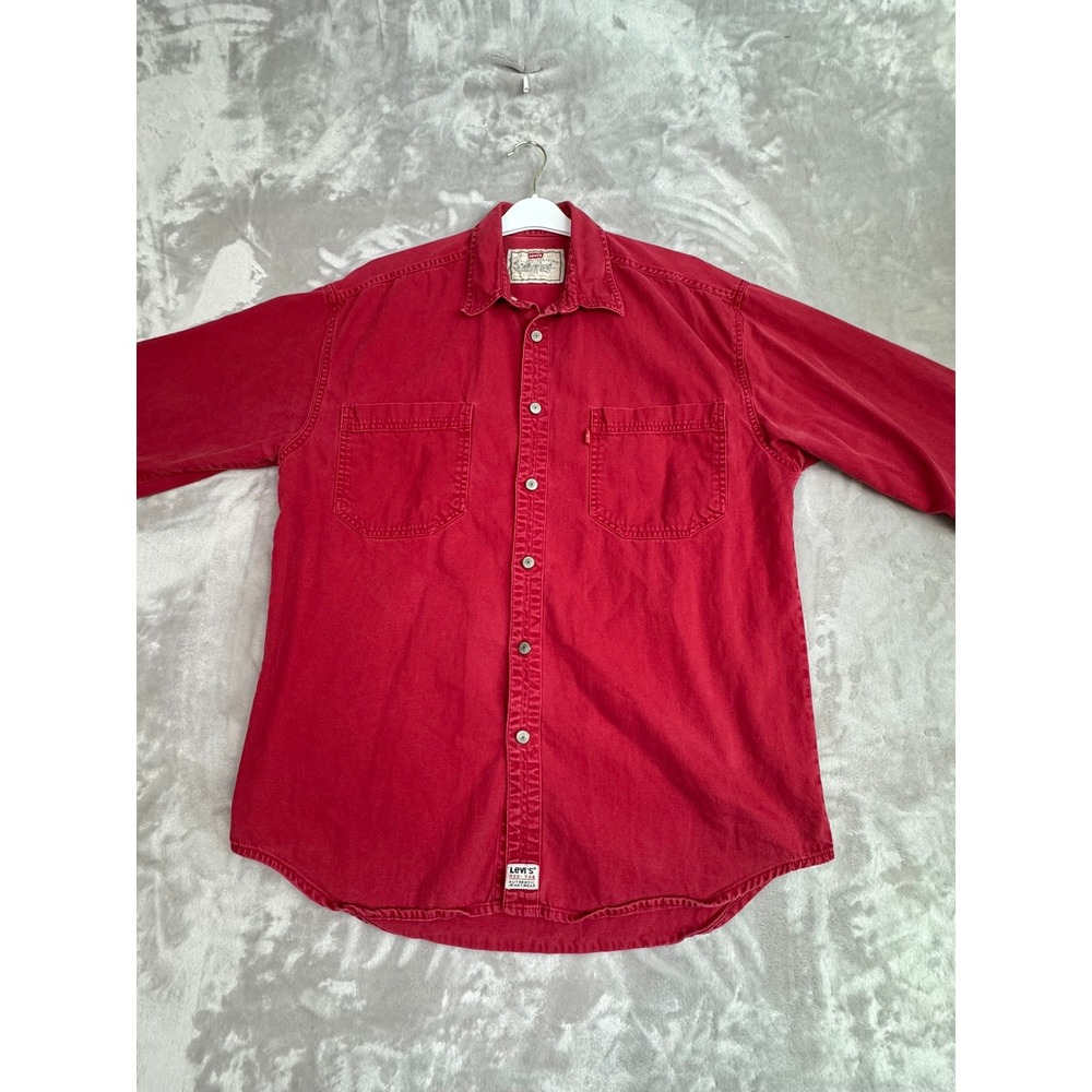 Levi's Red Tab Mens Cotton Button Up Shirt‎ Red Size M